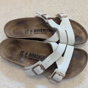 Birkenstock White Arizona Double Buckle Sandals